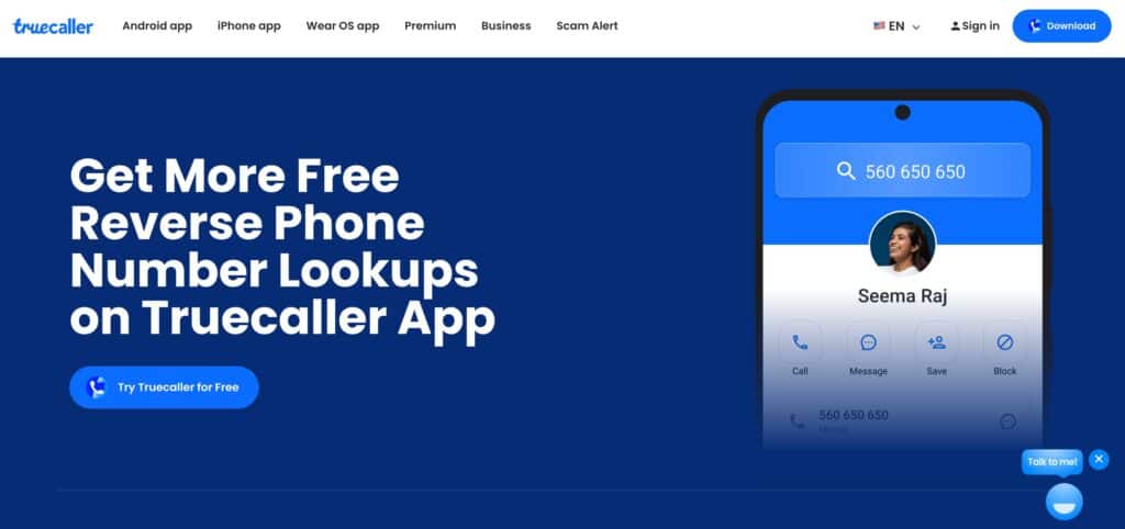 truecaller reverse phone number lookup